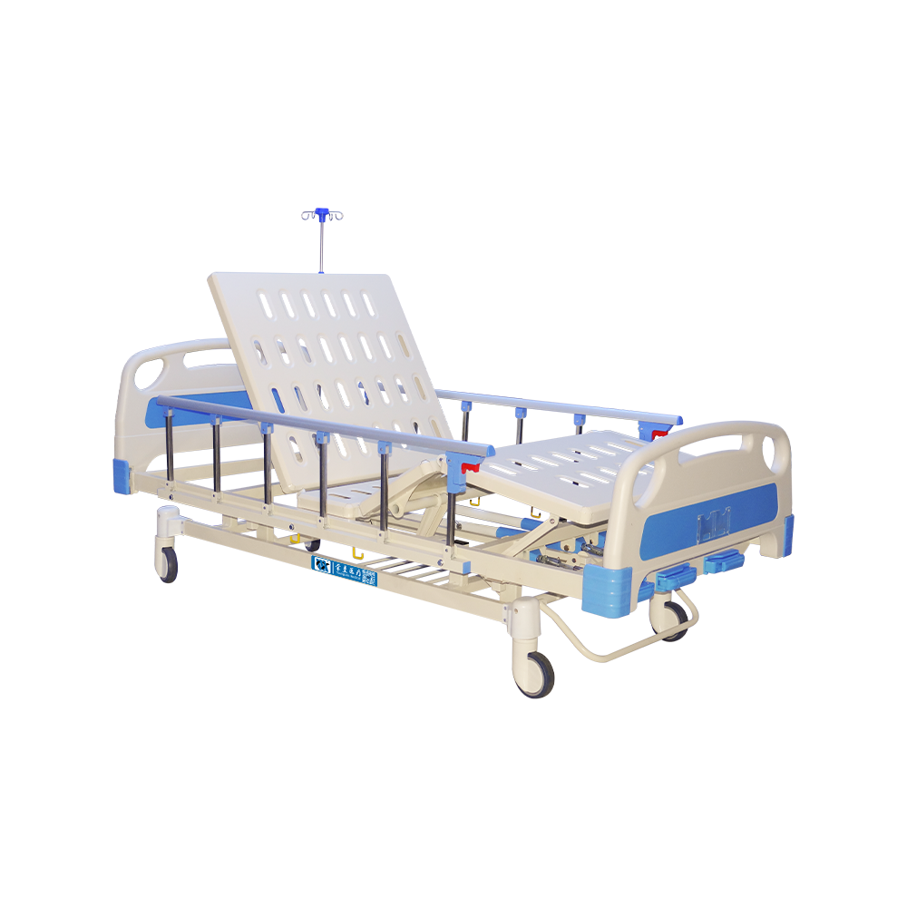 سرير مستشفى يدوي بثلاث أذرع تدوير YC-T3611K مع عجلة صامتة 